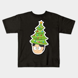 Guy with Christmas Tree Kids T-Shirt